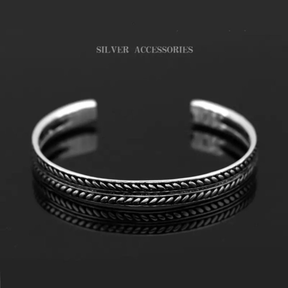 NEW Carved 925 Sterling Silver Wide Cuff Bracelet